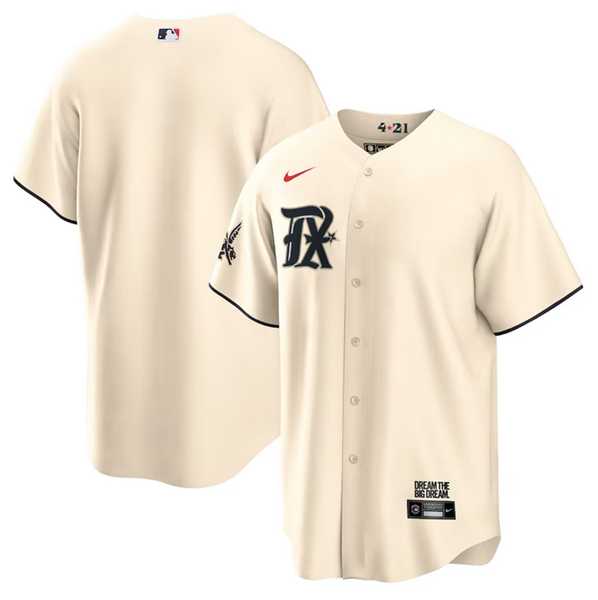 Mens Texas Rangers Blank Cream 2023 City Connect Cool Base Stitched Baseball Jersey Dzhi->texas rangers->MLB Jersey